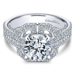 Gabriel 14 Karat Round Halo Engagement Ring ER13978R6W44JJ