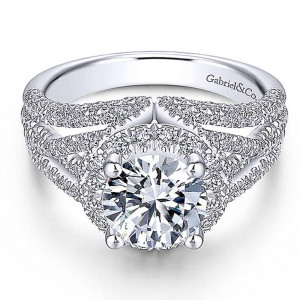 Gabriel 14 Karat Round Halo Engagement Ring ER14057R6W44JJ