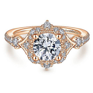 Gabriel 14 Karat Round Halo Engagement Ring ER14411R4K44JJ