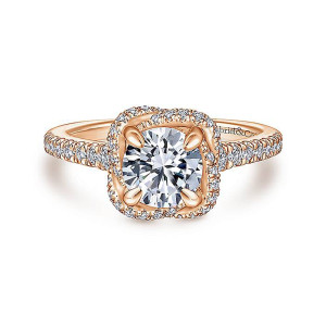 Gabriel 14 Karat Round Halo Engagement Ring ER14412R4K44JJ