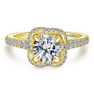 Gabriel 14 Karat Round Halo Engagement Ring ER14412R4Y44JJ