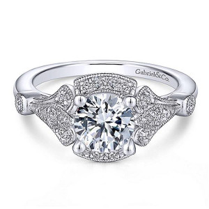 Gabriel 14 Karat Round Halo Engagement Ring ER14430R4W44JJ