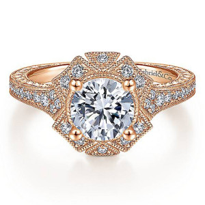 Gabriel 14 Karat Round Halo Engagement Ring ER14444R4K44JJ