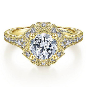 Gabriel 14 Karat Round Halo Engagement Ring ER14444R4Y44JJ