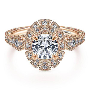 Gabriel 14 Karat Round Halo Engagement Ring ER14445R4K44JJ