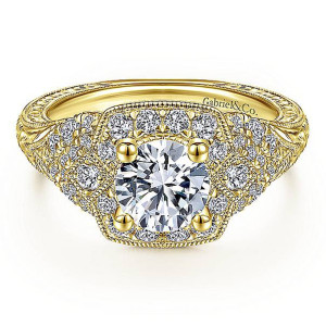 Gabriel 14 Karat Round Halo Engagement Ring ER14482R4Y44JJ