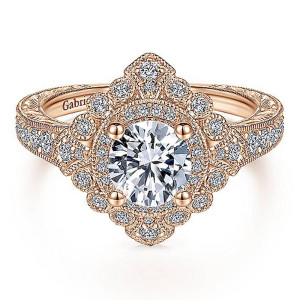 Gabriel 14 Karat Round Halo Engagement Ring ER14490R4K44JJ