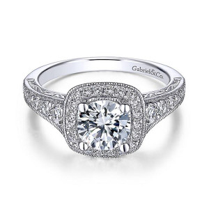 Gabriel Platinum Round Halo Engagement Ring ER7293PT4JJ