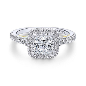 Gabriel 14k Yellow/white Princess Cut Halo Engagement Ring ER12836S4M44JJ