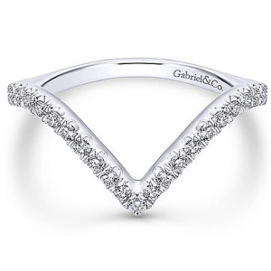 Gabriel 14 Karat White Gold Curved Wedding Band WB13661P6W44JJ
