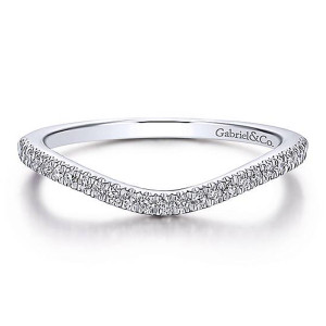Gabriel 14 Karat White Gold Curved Wedding Band WB14057R6W44JJ