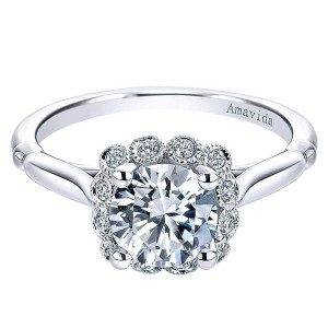 Gabriel 18 Karat Round Halo Engagement Ring ER11342R4W83JJ