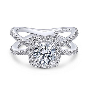 Gabriel 14 Karat Round Halo Engagement Ring ER12587R4W44JJ
