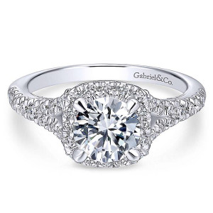 Gabriel Platinum Round Halo Engagement Ring ER12623R4PT4JJ