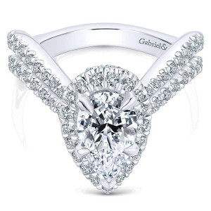 Gabriel 18 Karat Pear Shape Halo Engagement Ring ER13661P6W84JJ