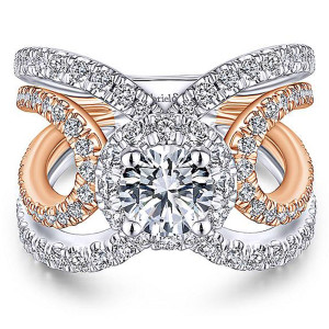 Gabriel 18 Karat Round Halo Engagement Ring ER13843R4T84JJ