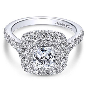 Gabriel 18 Karat Cushion Cut Halo Engagement Ring ER13861C4W84JJ