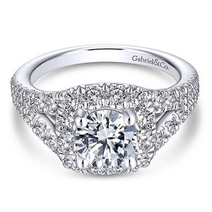Gabriel 18 Karat Round Halo Engagement Ring ER13870R4W84JJ