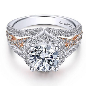 Gabriel 18 Karat Round Halo Engagement Ring ER14057R6T84JJ