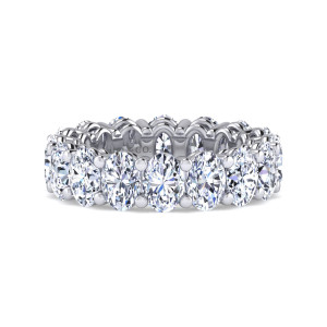 Gabriel & Co. AN14951-4W44JJ 14 karat white gold Contemporary eternity band, front view of elongated stones standing crosswise with little metal between them
