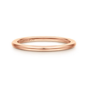 Gabriel & Co. AN16631K4JJJ 14 karat rose gold Classic spacer band, front view of a smooth domed band with a maker's mark inside and no stones