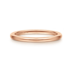 Gabriel & Co. AN16632K4JJJ 14 karat rose gold Classic spacer band, front view of a plain domed band with a maker's mark on the inside