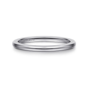 Gabriel & Co. AN16632W4JJJ 14 karat white gold Classic spacer band, front view of the plain domed band with a maker's mark engraved inside the hoop