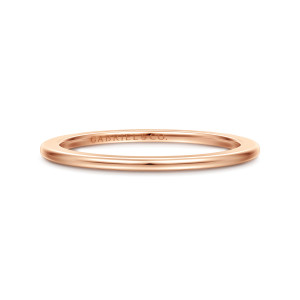 Gabriel & Co. AN16732K4JJJ 14 karat rose gold Classic spacer band, front view of a plain band with no stones and a straight polished edge