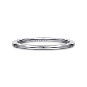 Gabriel & Co. AN16732W4JJJ 14 karat white gold Classic spacer band, front view of the plain polished hoop with a maker's mark inside and no stones