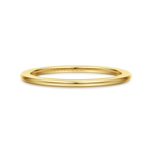 Gabriel & Co. AN16732Y4JJJ 14 karat yellow gold Classic spacer band, front view of a plain polished hoop with a maker's mark engraved on the inside