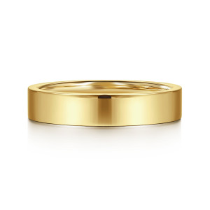 Gabriel & Co. AN17043Y4JJJ 14 karat yellow gold Classic cigar band, front view of the flat polished outer face with squared top and bottom edges