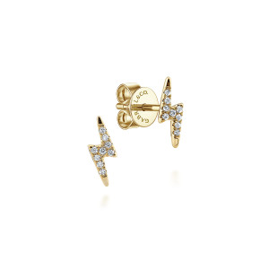 Gabriel & Co. EG13098Y45JJ 14 karat yellow gold Kaslique earrings, front view of the pair, one facing forward and one turned to show the post and push back