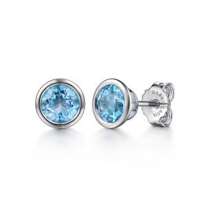 Gabriel & Co. EG14368SVJBT sterling silver Color earrings, front view of the pair with the post and push back on one earring