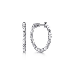 Gabriel & Co. EG14442SVJJJ sterling silver Bujukan earrings, front view of the pair, the bead line on the outer edge and the screw back