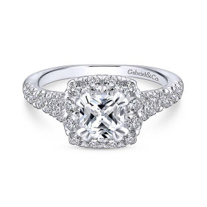Gabriel 14 Karat Cushion Cut Halo Engagement Ring ER12835C4T44JJ