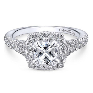 Gabriel 18 Karat Cushion Cut Halo Engagement Ring ER12835C4T84JJ