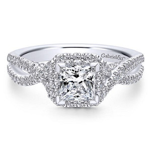 Gabriel 14 Karat Princess Cut Halo Engagement Ring ER12600S3W44JJ
