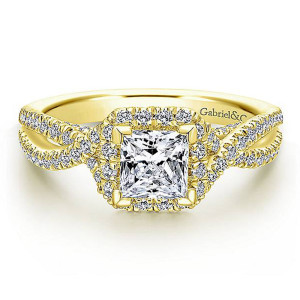Gabriel 14 Karat Princess Cut Halo Engagement Ring ER12600S3Y44JJ