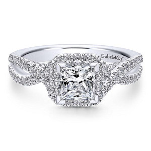Gabriel 14 Karat Princess Cut Halo Engagement Ring ER12600S3T44JJ