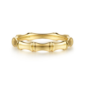 Gabriel & Co. LR52292Y4JJJ 14 karat yellow gold Stackable ring, front view of waisted polished segments divided by narrow ridged joints