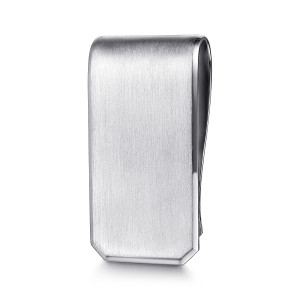 Gabriel & Co. MC45SVJJJ sterling silver Contemporary men's money clip, front view of the brushed satin face with its polished edge and clipped lower corners