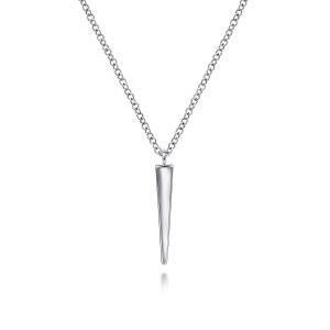 Gabriel & Co. NK6431SVJJJ sterling silver Contemporary necklace, front view of the flat polished face tapering to a point on oval links