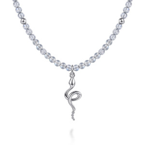 Gabriel & Co. NK8177SVJMS sterling silver Color necklace, front view of the snake charm and the translucent beads around it