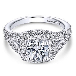Gabriel Platinum Round Halo Engagement Ring ER13870R4PT4JJ