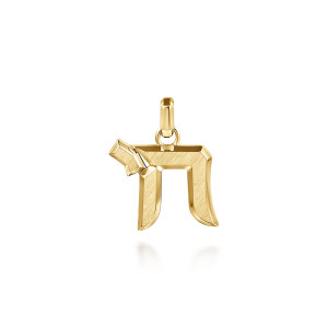 Gabriel & Co. PTM20211Y4JJJ 14 karat yellow gold Modern Relics men's pendant, front view of the brushed letter shape with beveled edges and a small angled piece at upper left