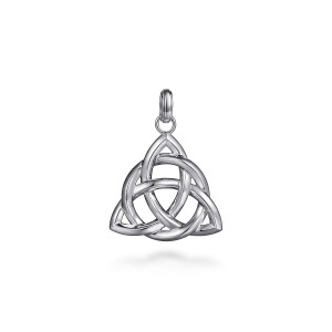Gabriel & Co. PTM6535SVJJJ sterling silver Modern Relics men's pendant, front view of the triangular knot alone with its three pointed corners, ring and ribbed bail