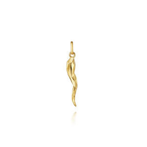 Gabriel & Co. PTM6556Y4JJJ 14 karat yellow gold Facets men's horn pendant, front view of the curved taper with its flat angled facets