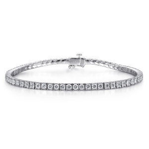Gabriel & Co. TB4453W45JJ 14 karat white gold Lusso bracelet, front view of the full loop with a box clasp at the top