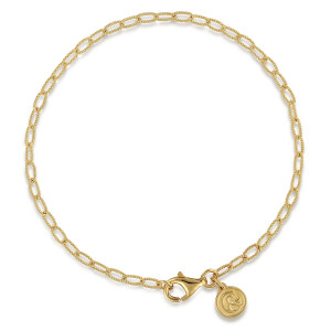 Gabriel & Co. TB4661Y4JJJ 14 karat yellow gold Contemporary bracelet, front view of the corded link chain closed in a loop with a lobster clasp and maker's tag