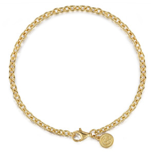 Gabriel & Co. TB4665Y4JJJ 14 karat yellow gold Contemporary bracelet, front view of the round loop of oval links with a lobster clasp and tag